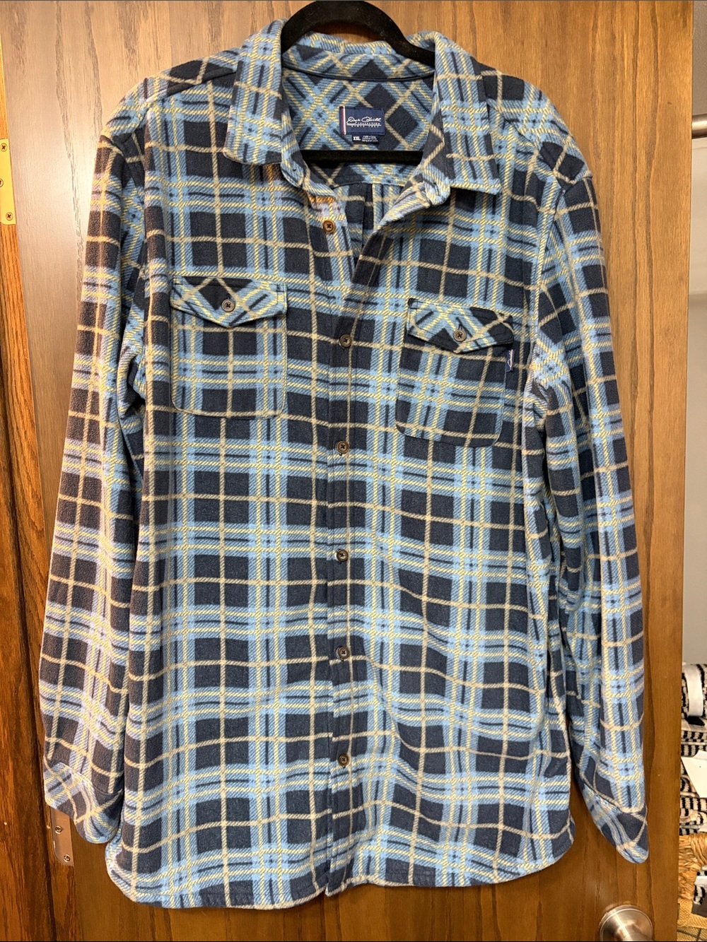 O'Neill Navy and Light Blue Plaid Flannel Button-Down Shirt
